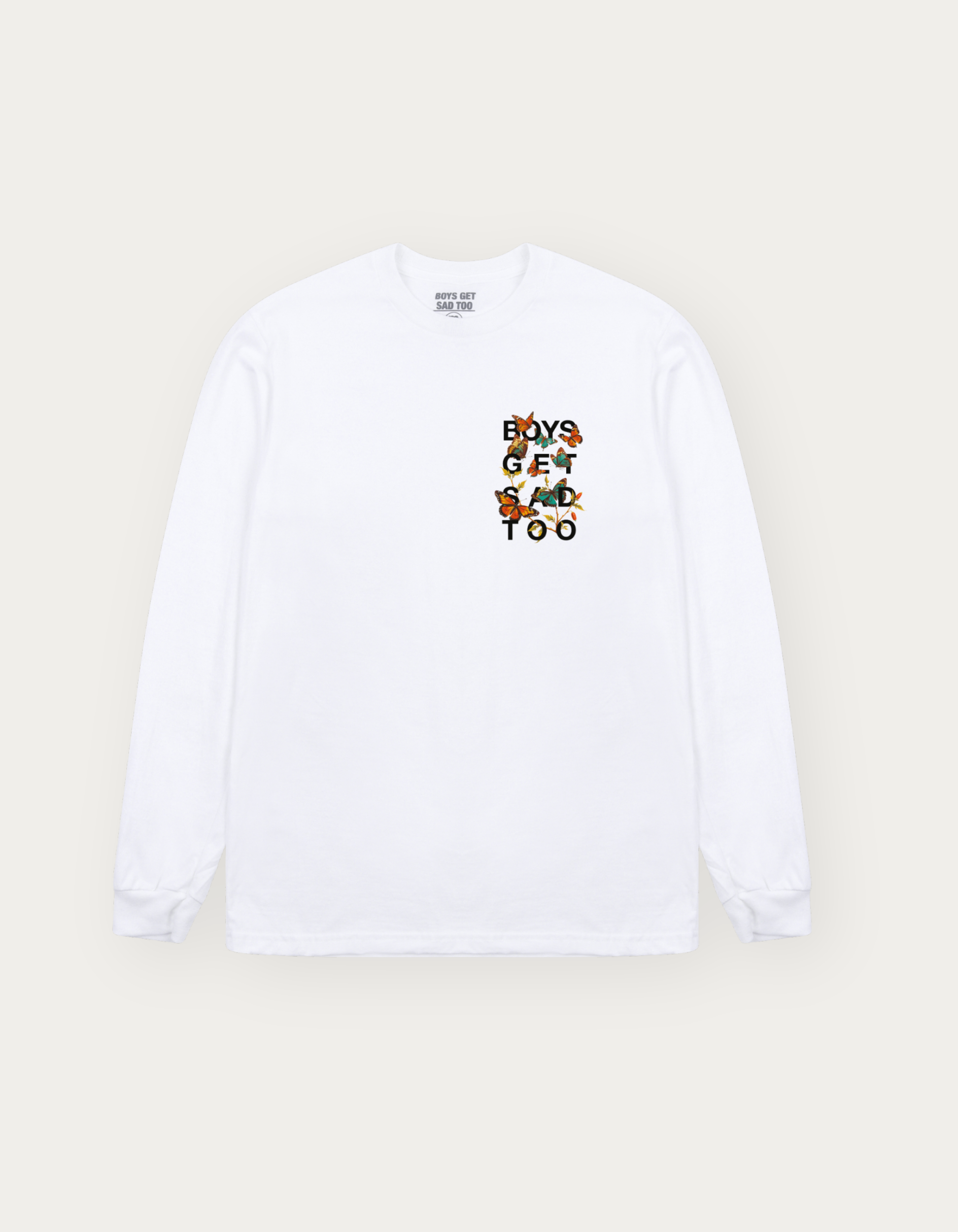 BUTTERFLIES LONG SLEEVE TEE WHITE
