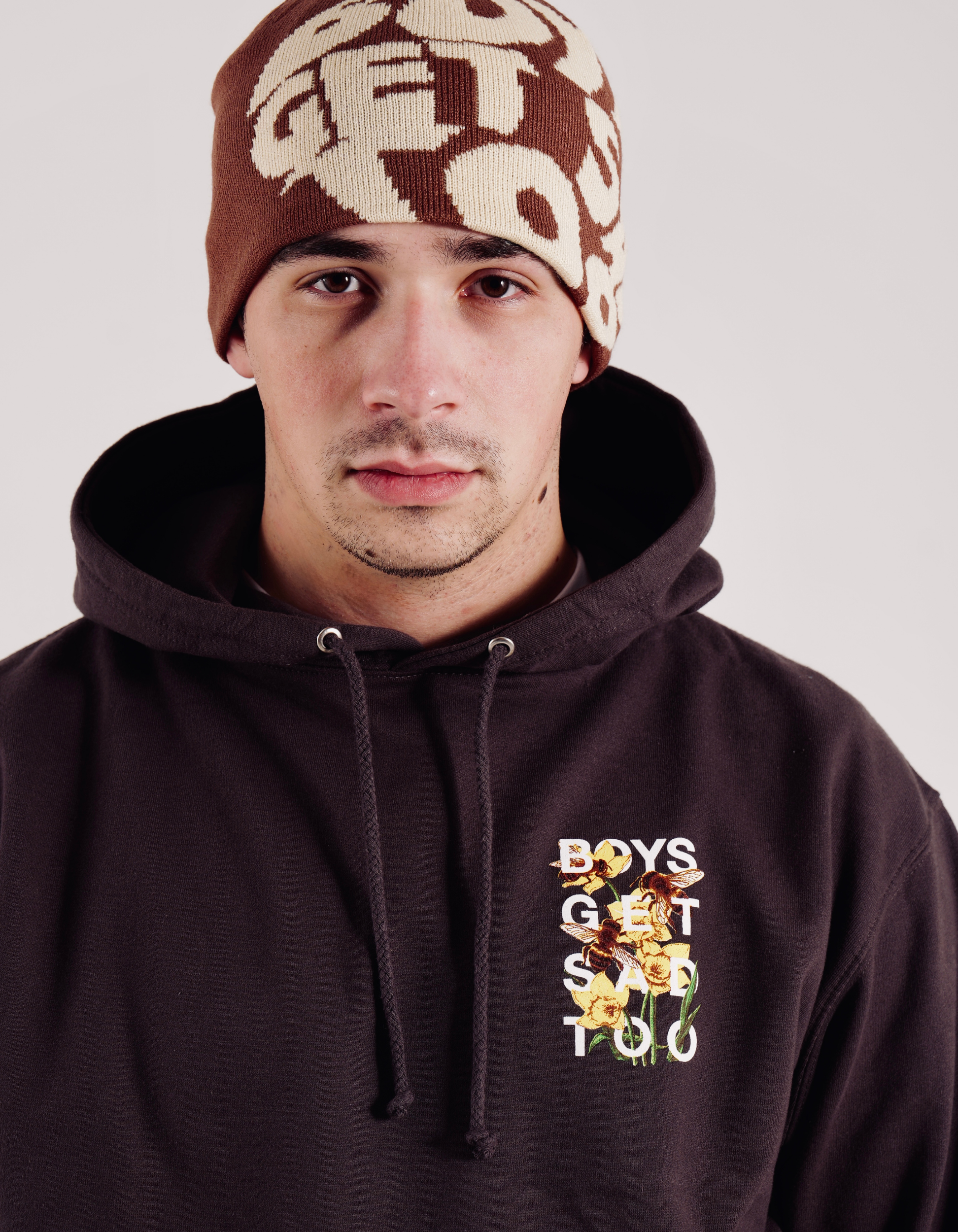 BEES & DAFFODIL HOODY DARK GREY