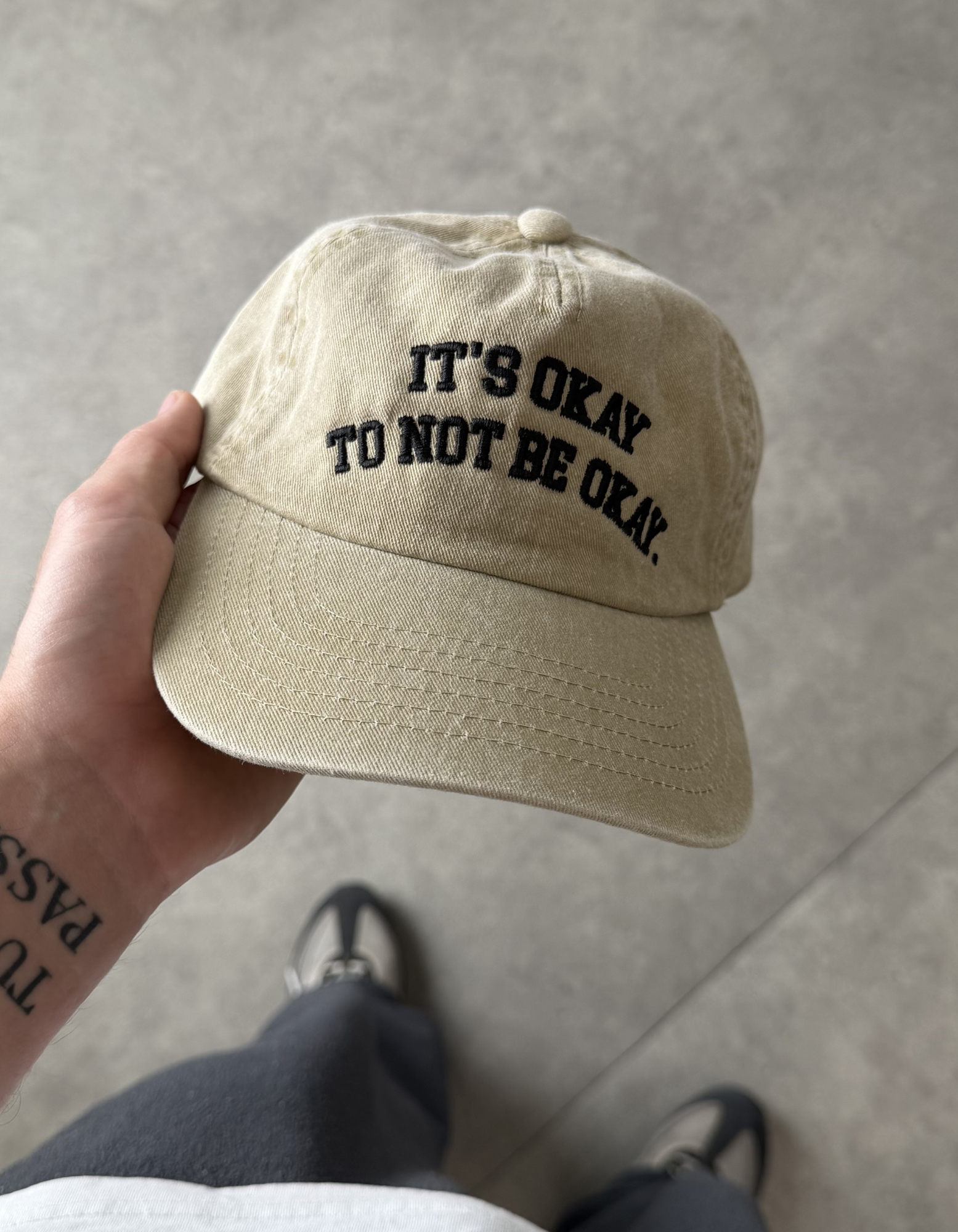 IT'S OKAY VINTAGE STONE 5-PANEL CAP